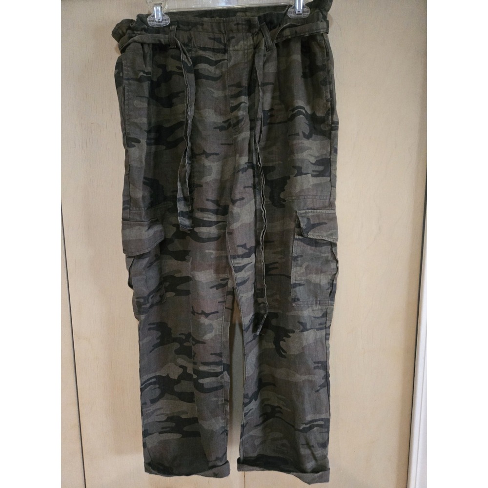 Sanctuary Standard Surplus Linen Camo Cargo Pants Womens Size 32 Drawstring